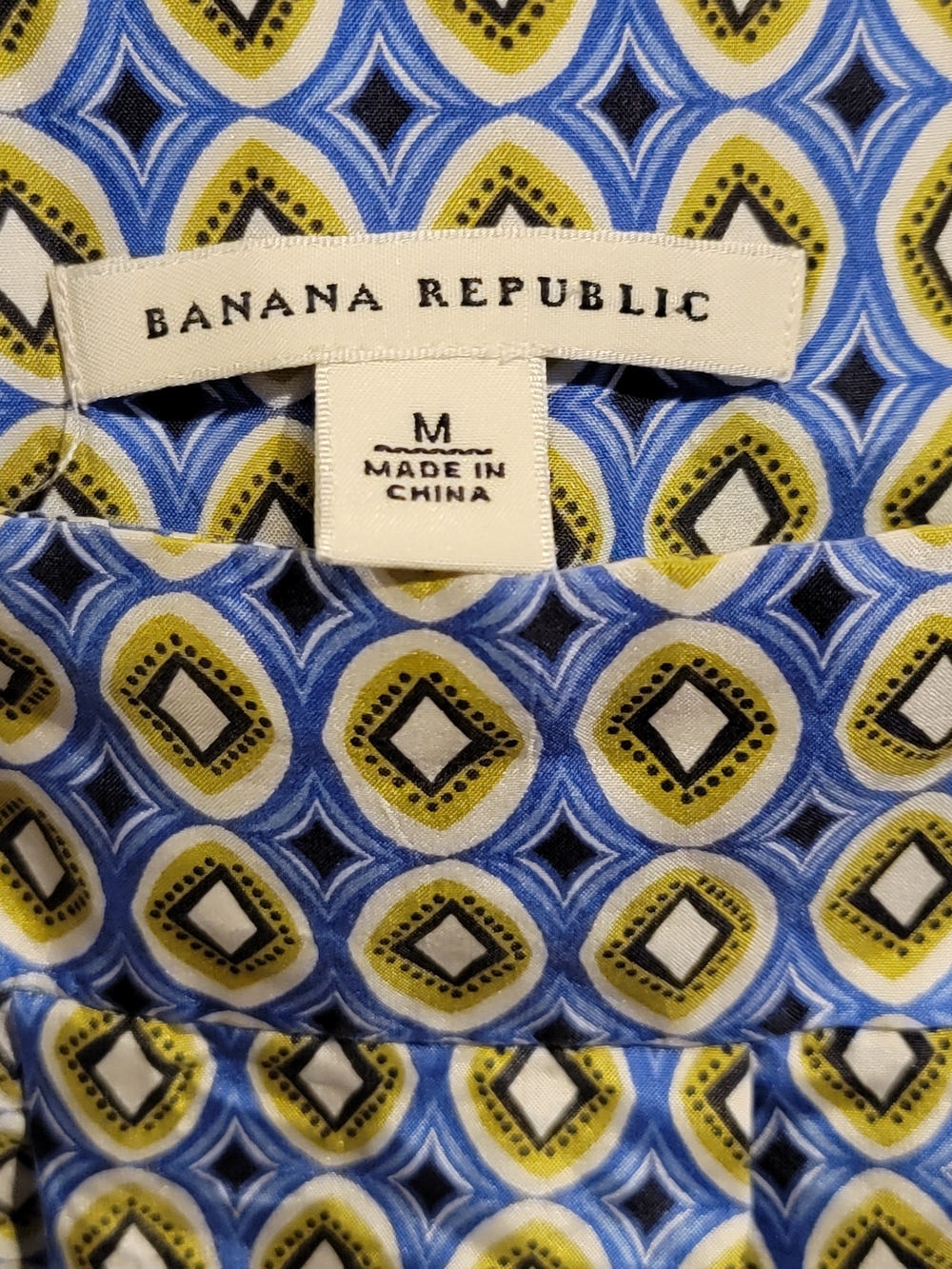 Banana Republic Blue & Yellow Geometric Print Top